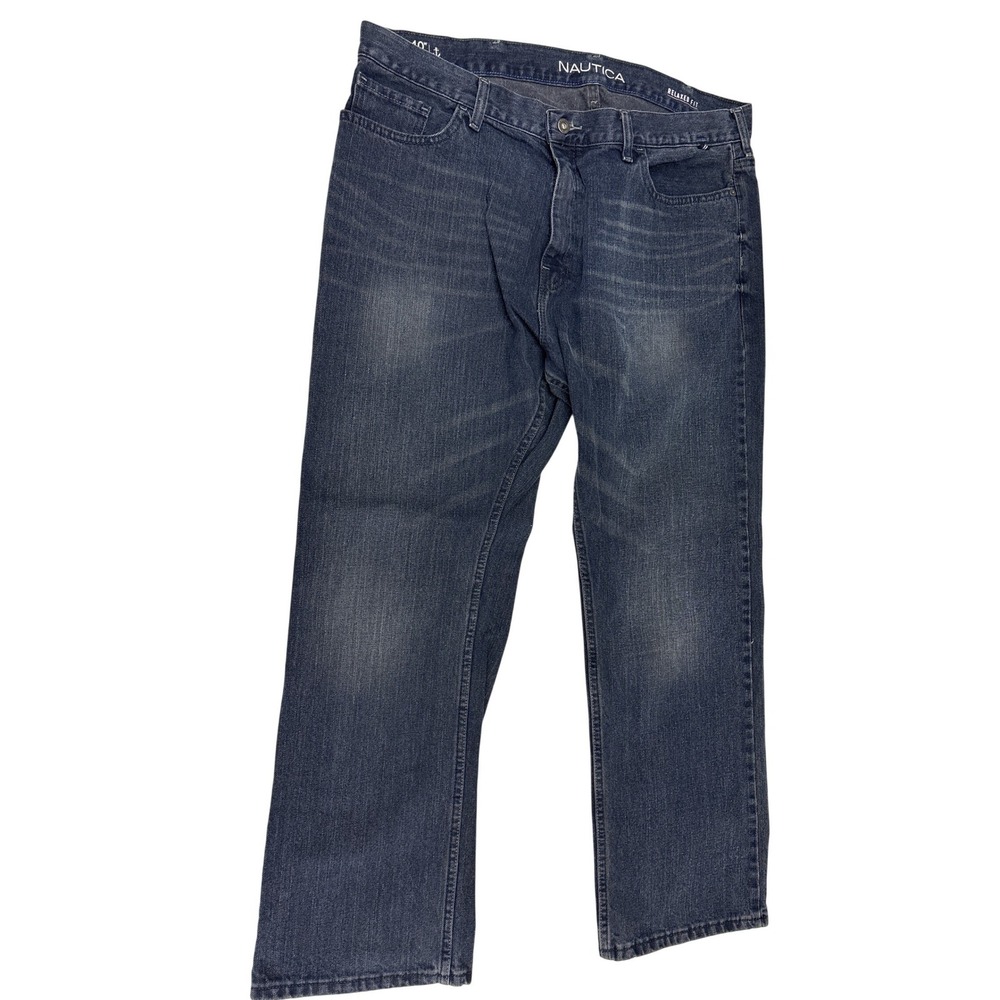 Nautica Relaxed Fit Dark Wash Blue Denim Jeans Mens 40x30 Straight Leg